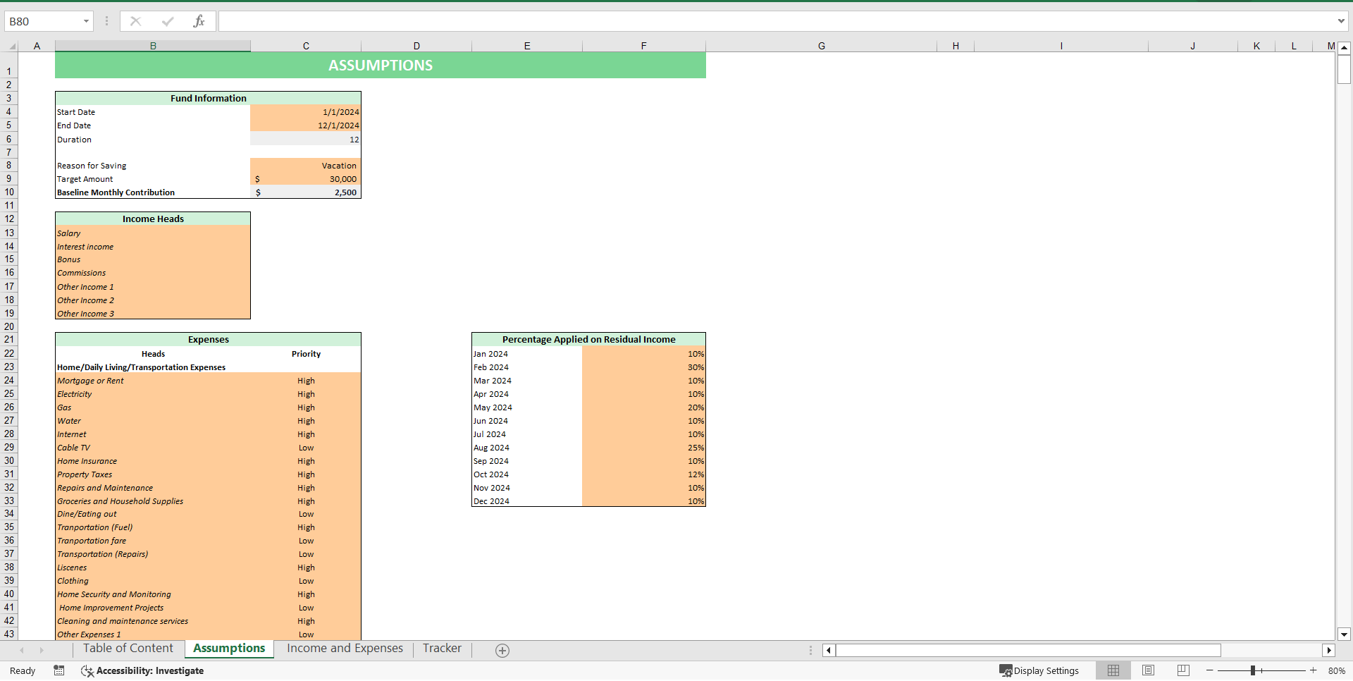 Sinking Funds Tracker (Excel template (XLSX)) Preview Image