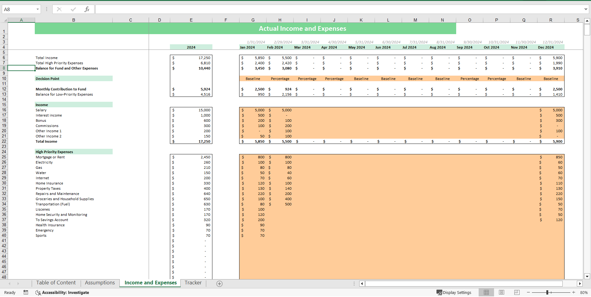 Sinking Funds Tracker (Excel template (XLSX)) Preview Image