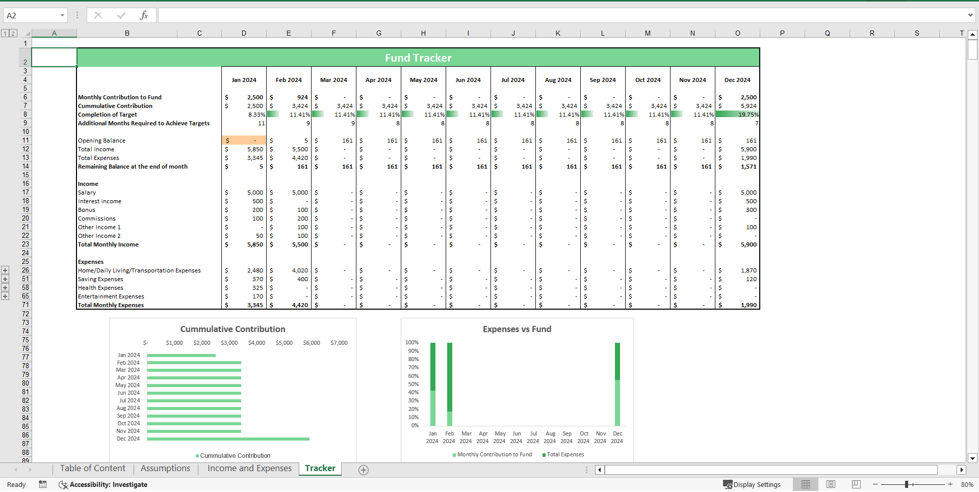 Sinking Funds Tracker (Excel template (XLSX)) Preview Image