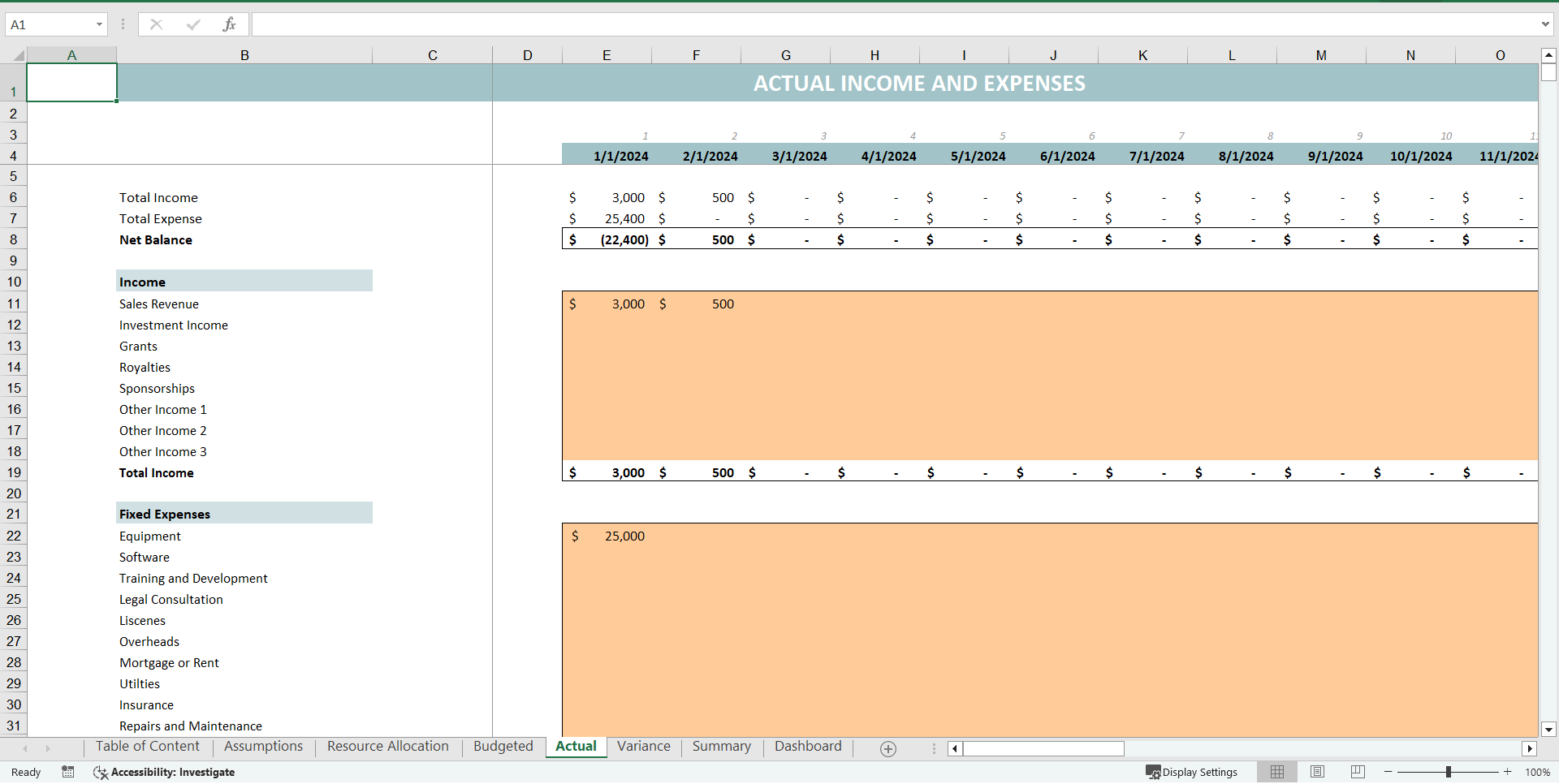 Project Budget Template (Excel template (XLSX)) Preview Image