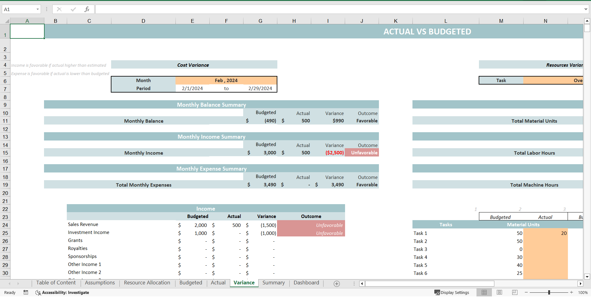 Project Budget Template (Excel template (XLSX)) Preview Image