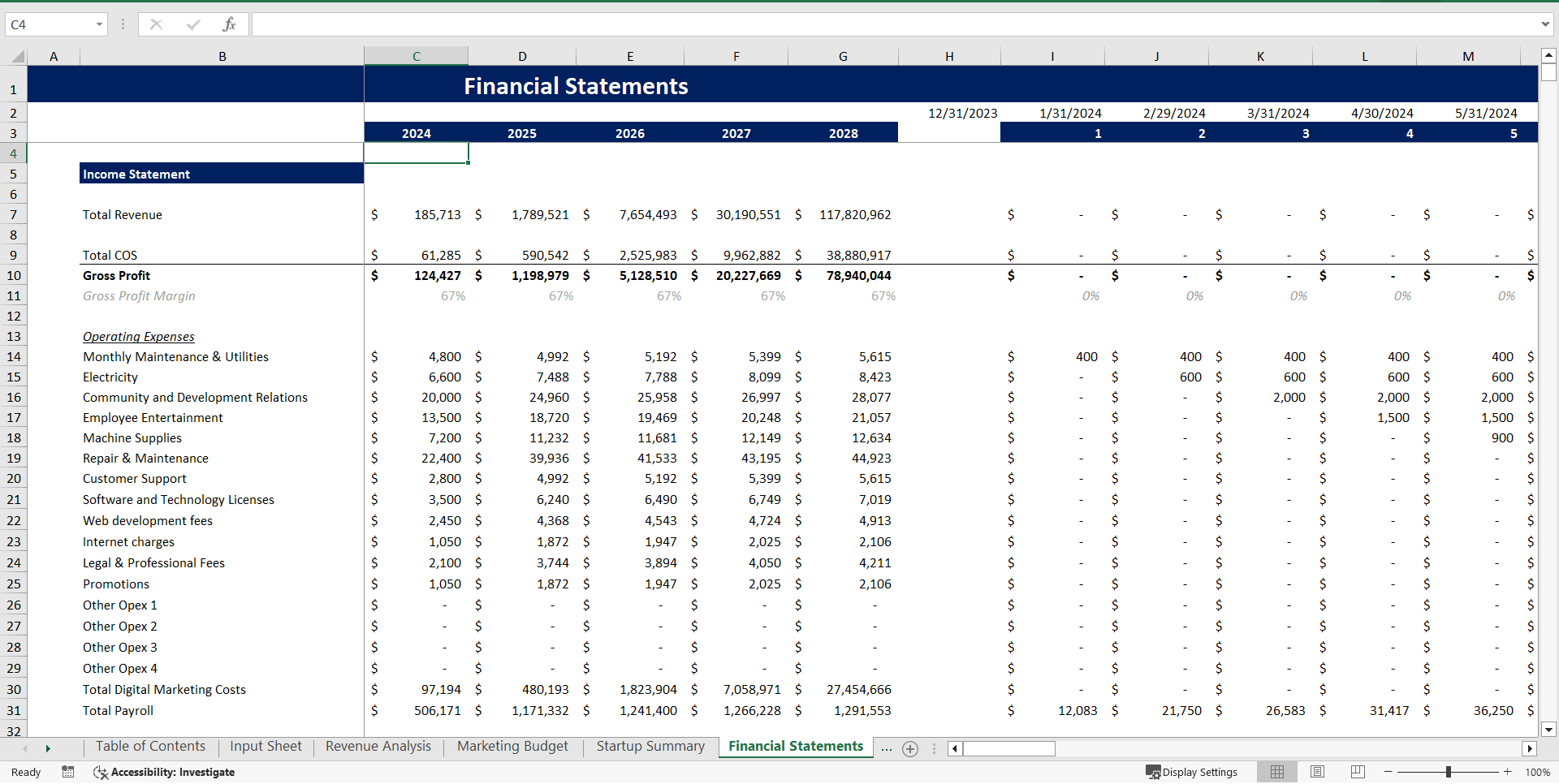 Social Media Platform Excel Financial Model Projection (Excel template (XLSX)) Preview Image