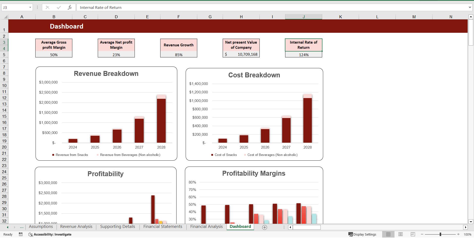 Snack and Non-alcoholic Beverage Bar Financial Model Excel T (Excel template (XLSX)) Preview Image