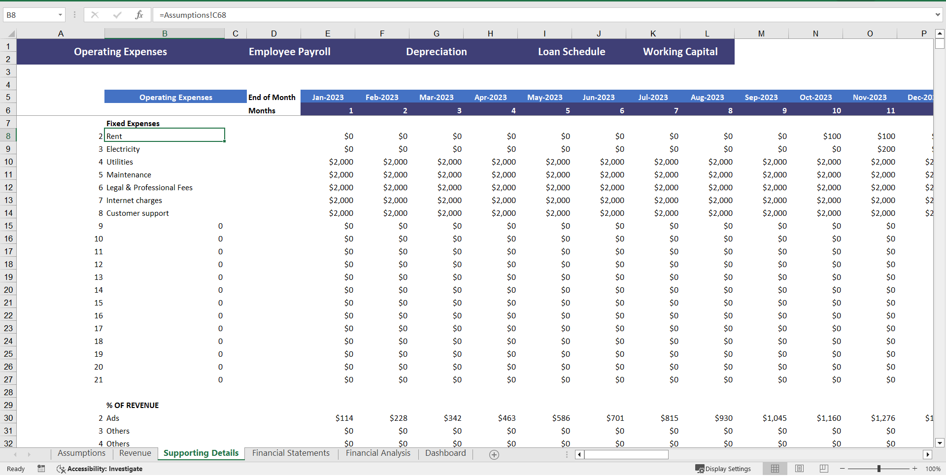 Meal Subscription Plan Excel Financial Model Projection (Excel template (XLSX)) Preview Image