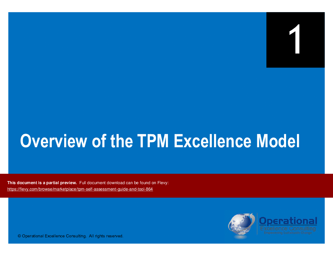 This is a partial preview of TPM Self-Assessment Guide & Tool (57-slide PowerPoint presentation (PPTX)). Full document is 57 slides. 