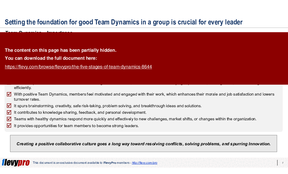 Five Stages of Team Dynamics (33-slide PPT PowerPoint presentation (PPTX)) Preview Image