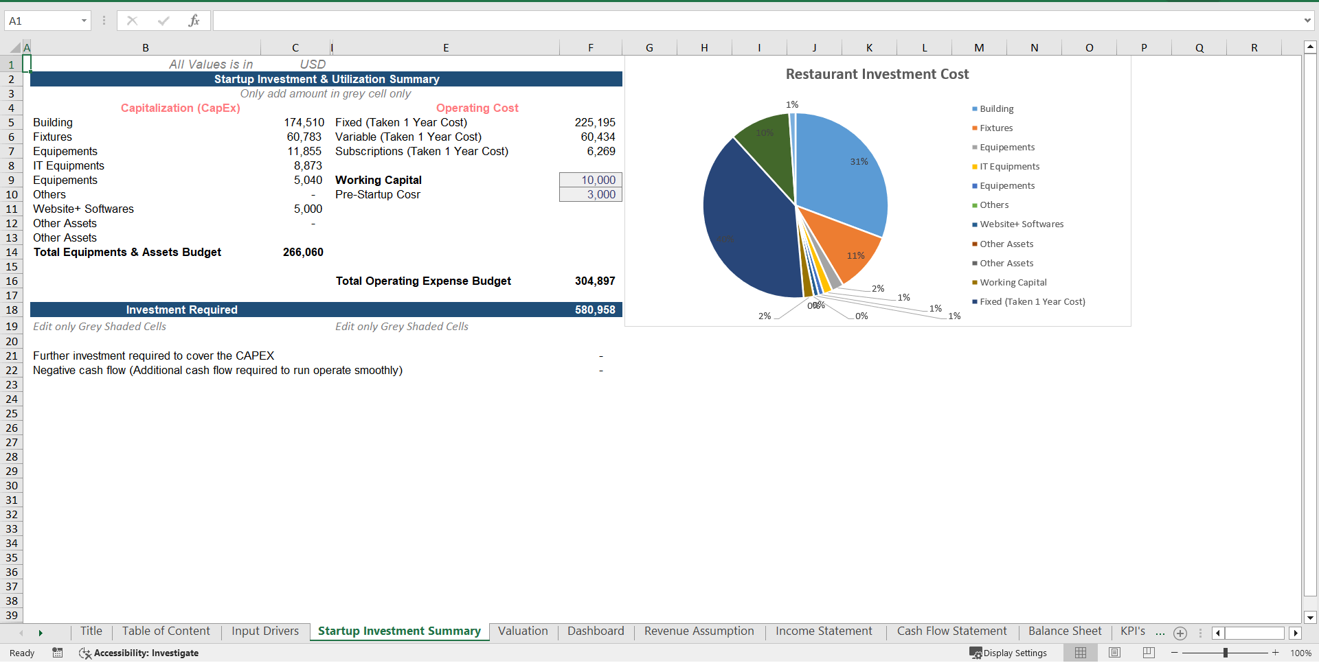 Coworking Space Financial Model (Excel template (XLSX)) Preview Image