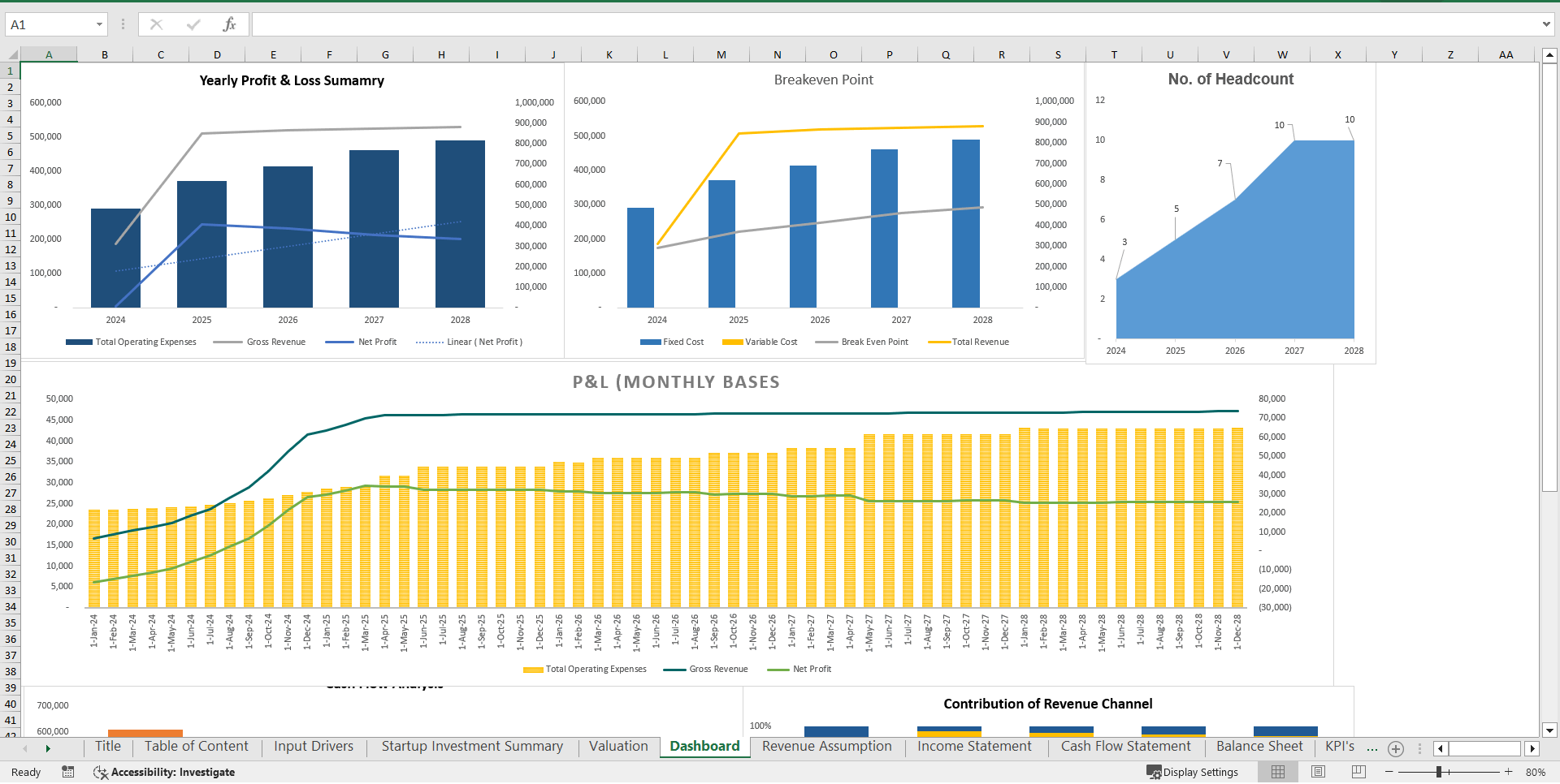 Coworking Space Financial Model (Excel template (XLSX)) Preview Image