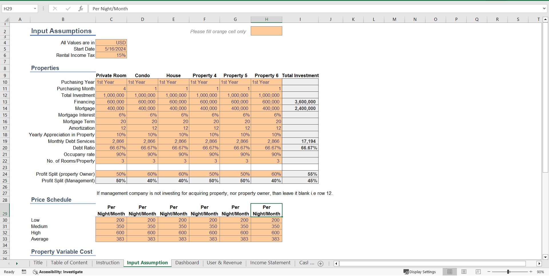 Real Estate Rental Property Financial Model (Excel template (XLSX)) Preview Image