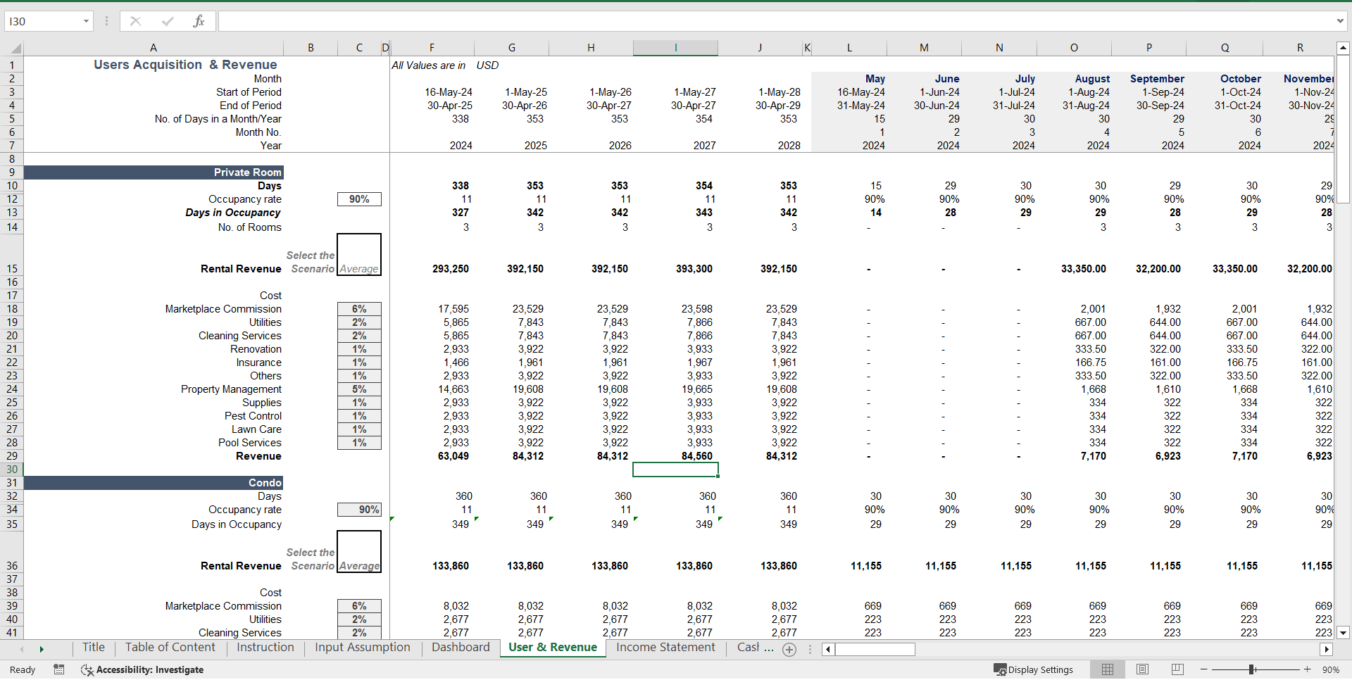 Real Estate Rental Property Financial Model (Excel template (XLSX)) Preview Image