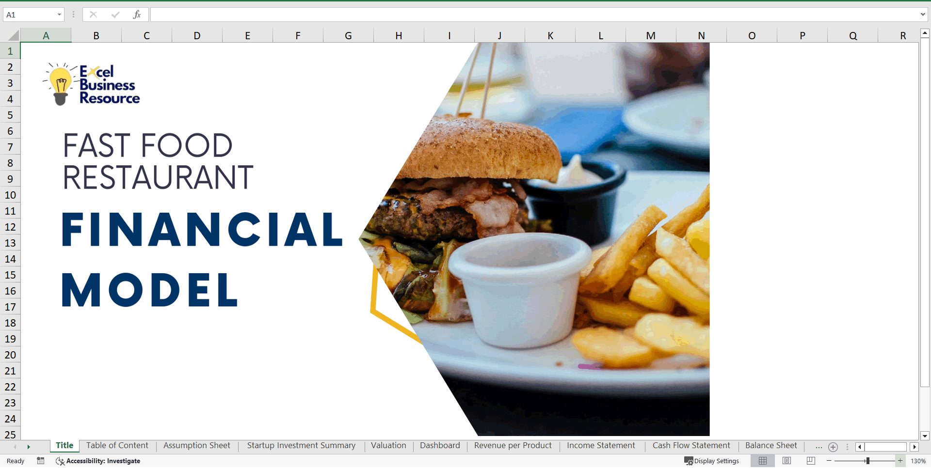 Fast Food Restaurant Financial Model & Valuation Spreadsheet (Excel template (XLSX)) Preview Image