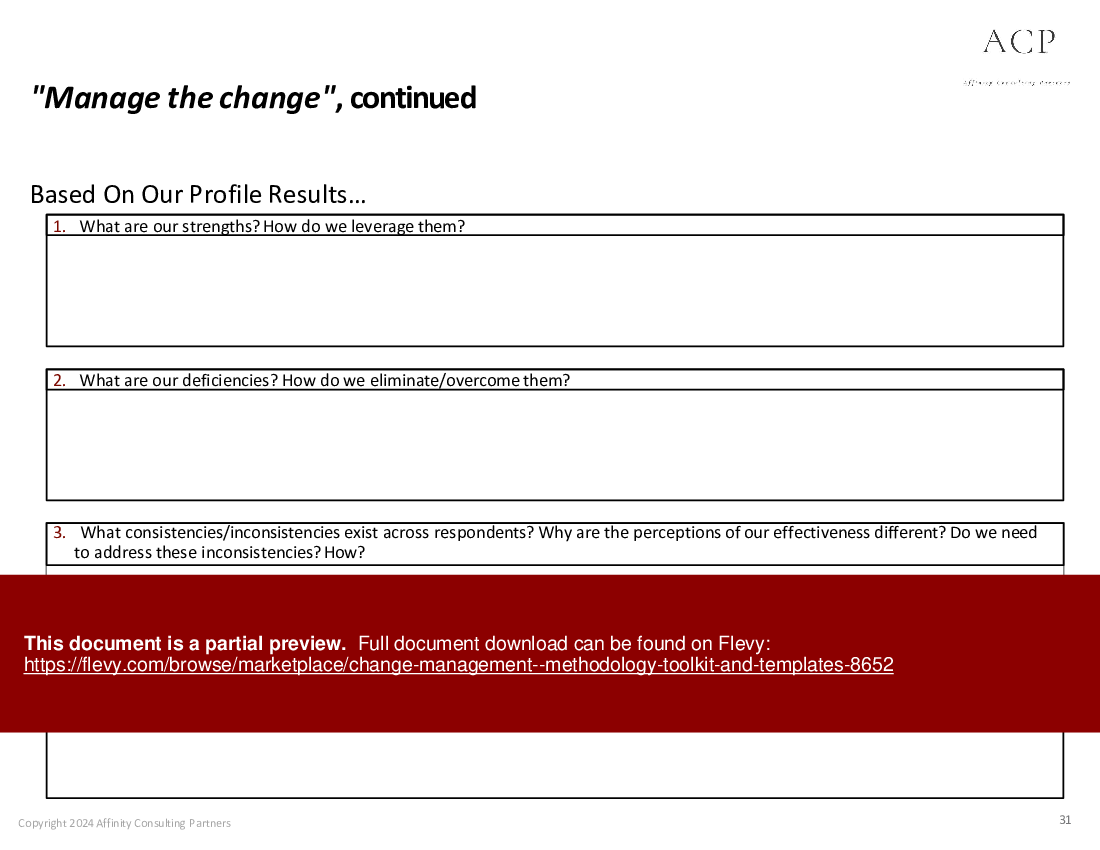 Change Management - Methodology, Toolkit, and Templates (190-slide PPT PowerPoint presentation (PPTX)) Preview Image