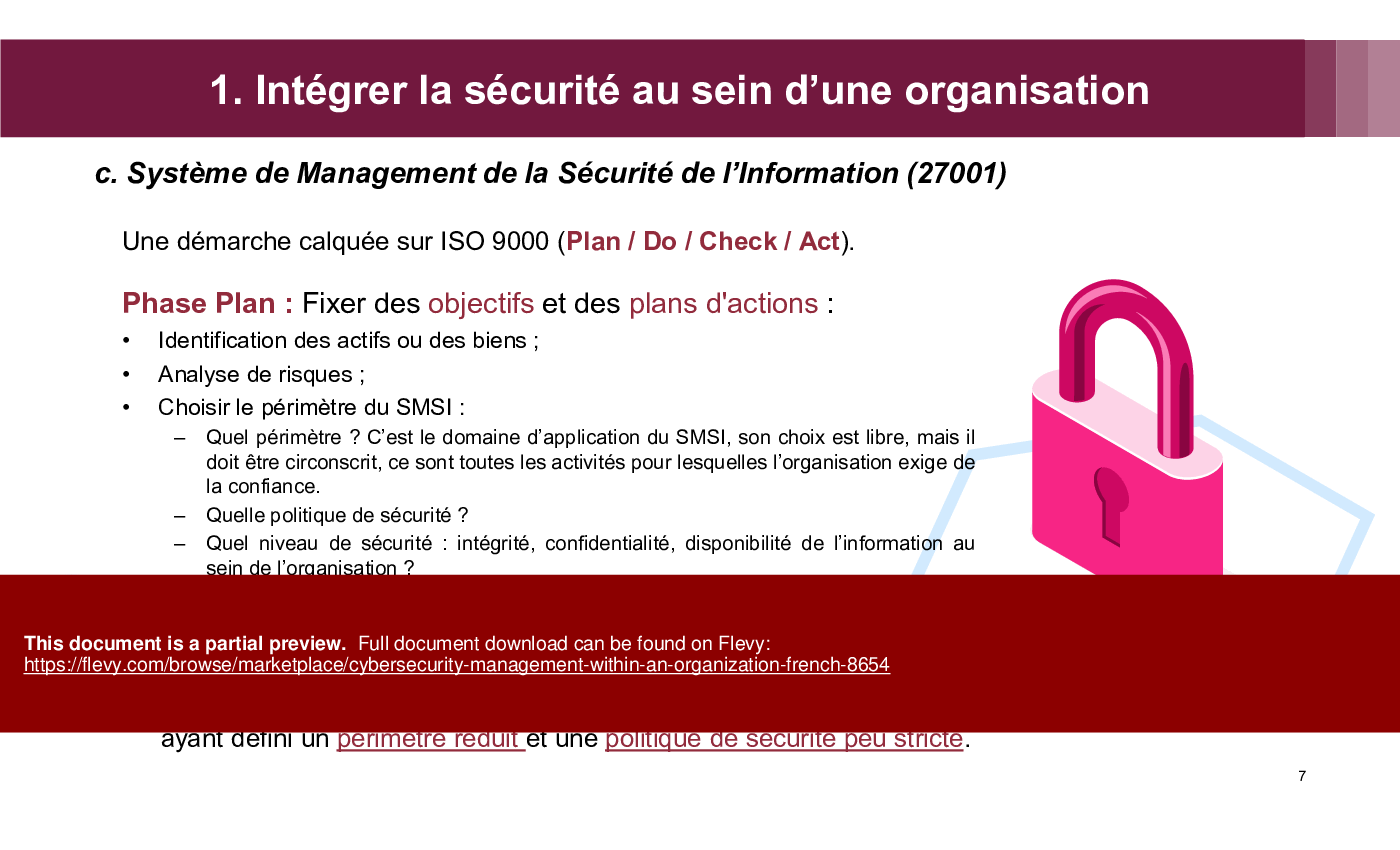 Cybersecurity Management within an Organization (French) (62-slide PPT PowerPoint presentation (PPTX)) Preview Image