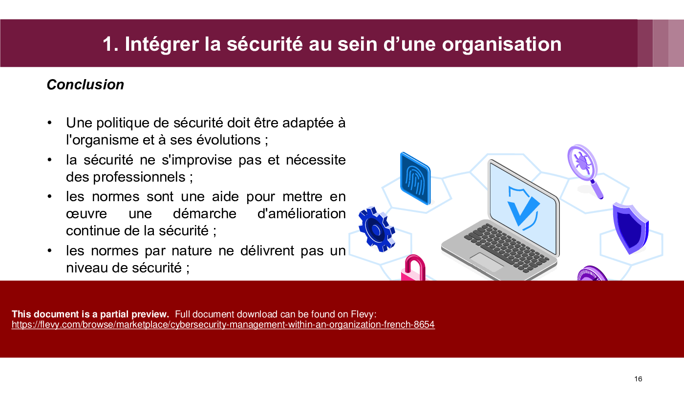 Cybersecurity Management within an Organization (French) (62-slide PPT PowerPoint presentation (PPTX)) Preview Image