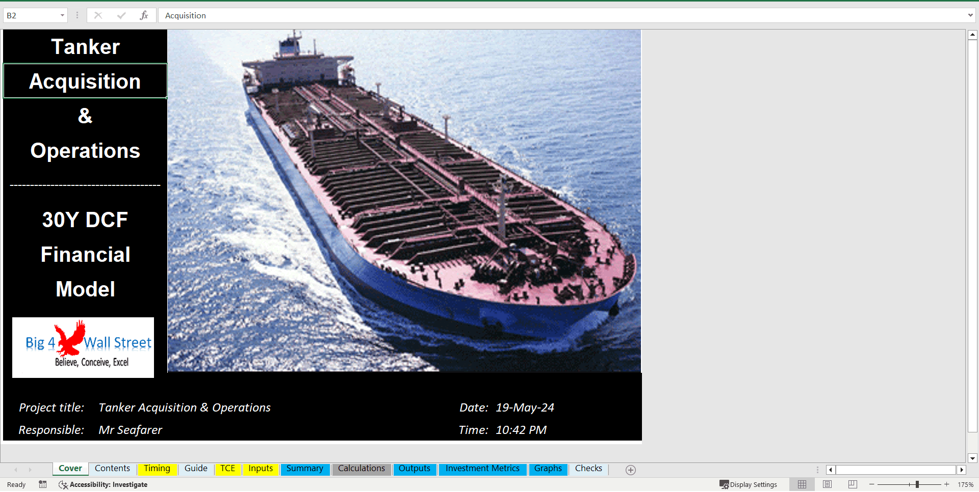 Tanker Acquisition & Operations - DCF 30 Year Financial Model (Excel template (XLSX)) Preview Image