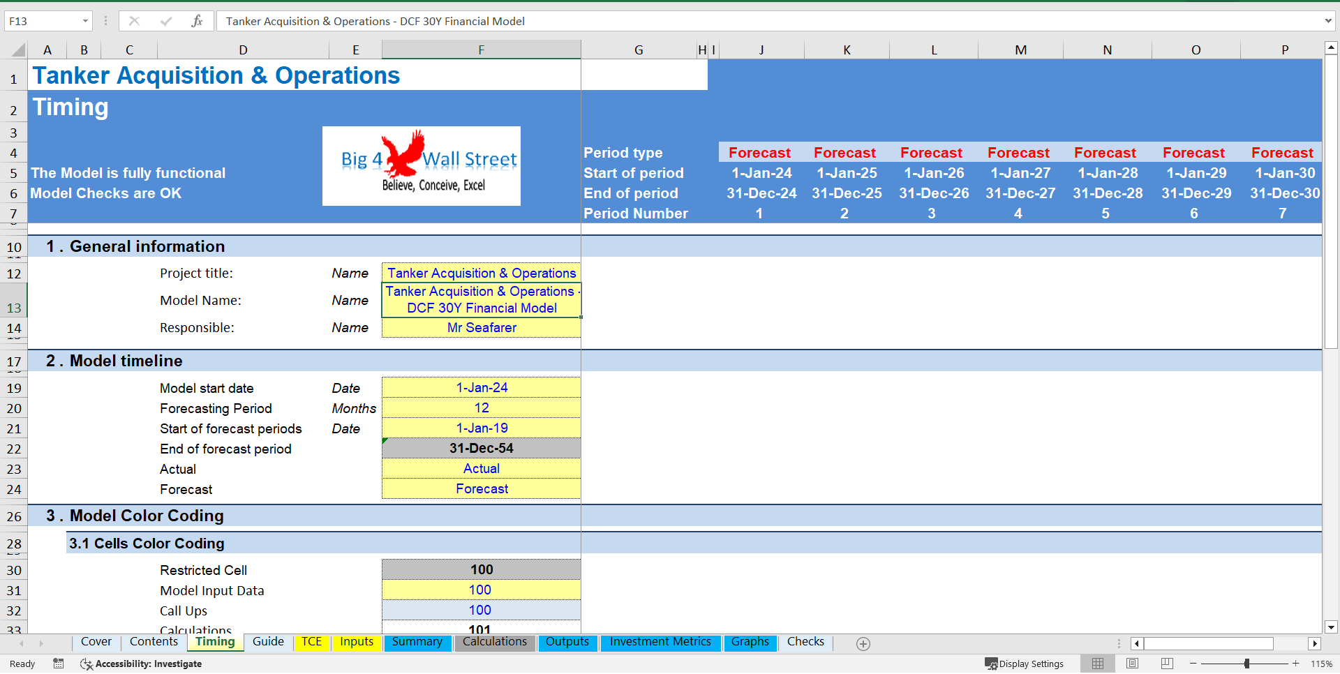 Tanker Acquisition & Operations - DCF 30 Year Financial Model (Excel template (XLSX)) Preview Image