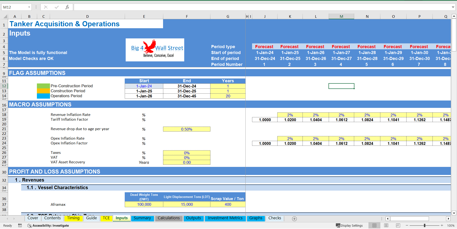 Tanker Acquisition & Operations - DCF 30 Year Financial Model (Excel template (XLSX)) Preview Image