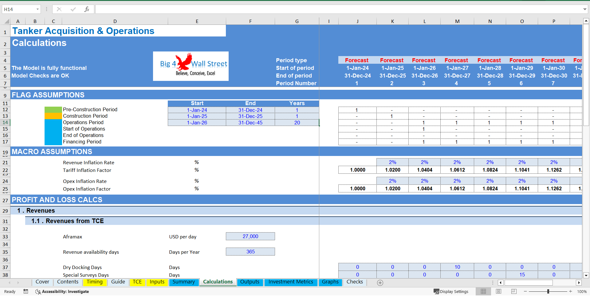 Tanker Acquisition & Operations - DCF 30 Year Financial Model (Excel template (XLSX)) Preview Image