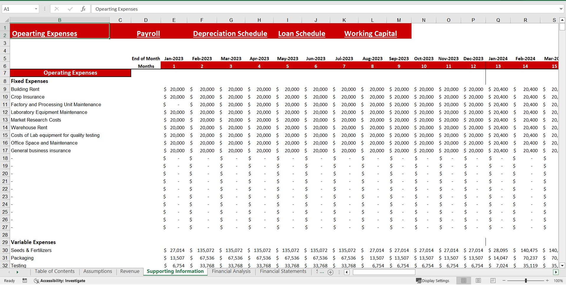 Strawberry Farming Excel Financial Model Projection Template (Excel template (XLSX)) Preview Image