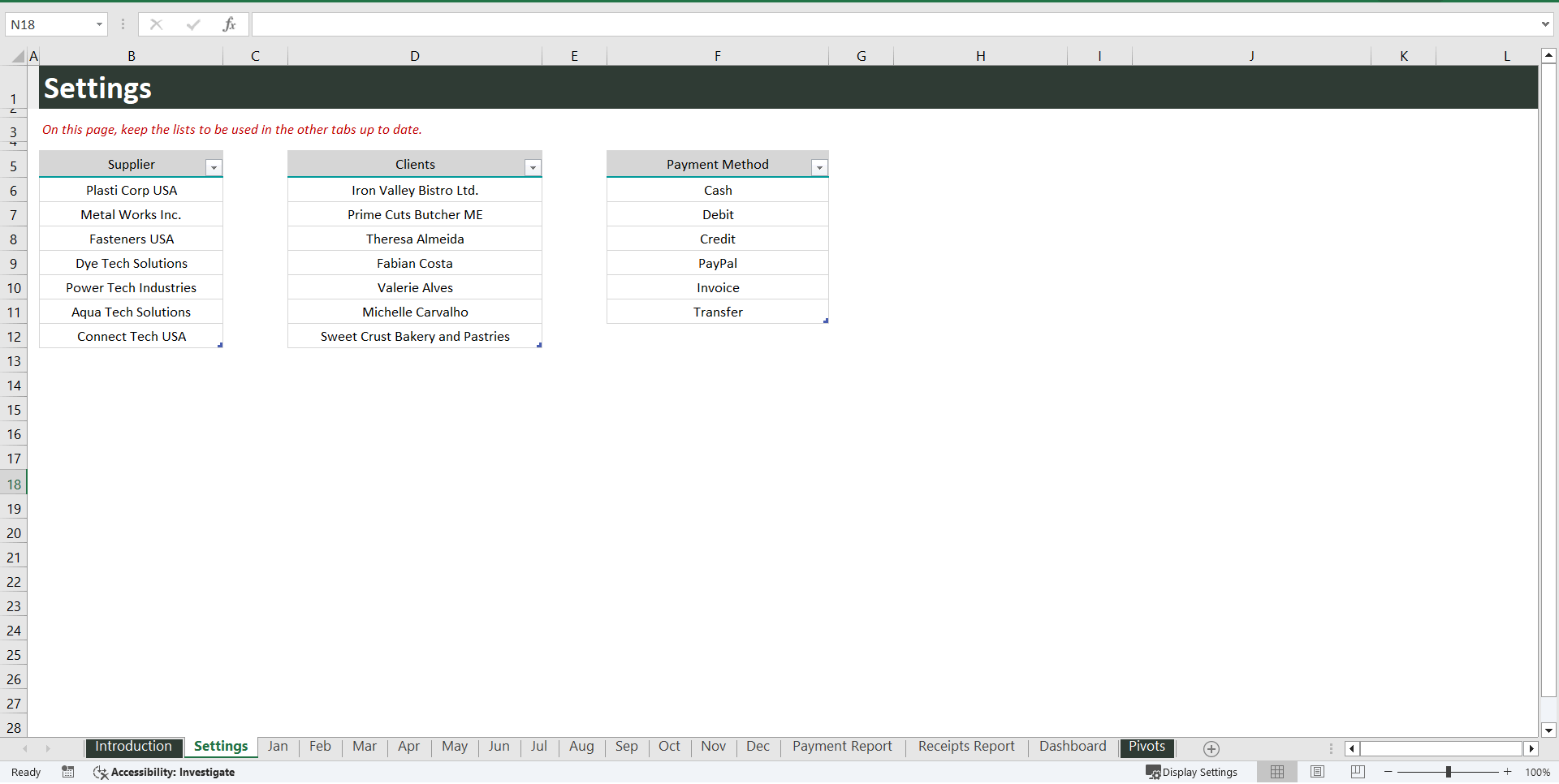 Simple Financial Management Excel Template (Excel template (XLSX)) Preview Image