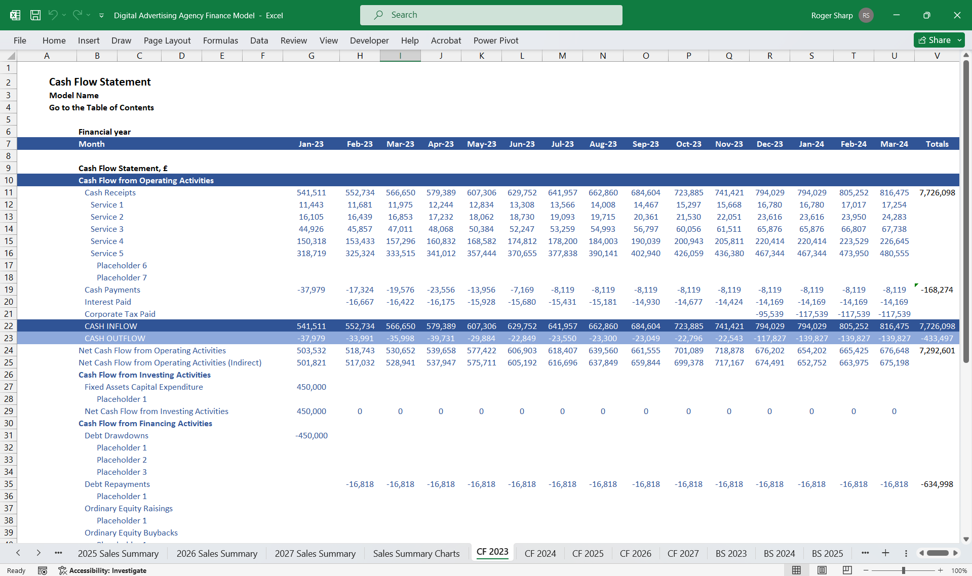 Digital Advertising Agency Finance Model 5 Year 3 Statement (Excel template (XLSX)) Preview Image