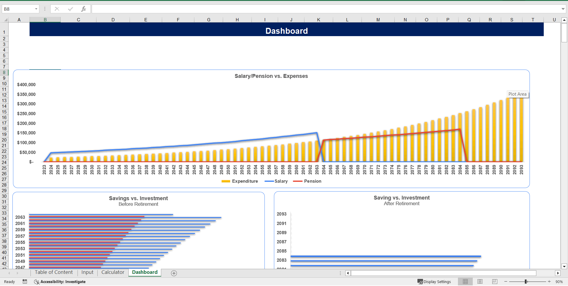 Retirement Budget Calculator Template (Excel template (XLSX)) Preview Image