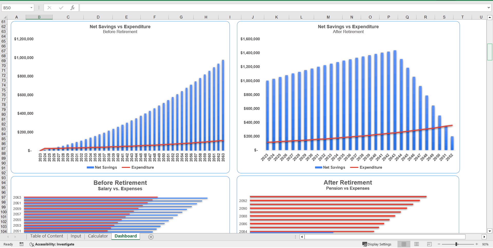 Retirement Budget Calculator Template (Excel template (XLSX)) Preview Image