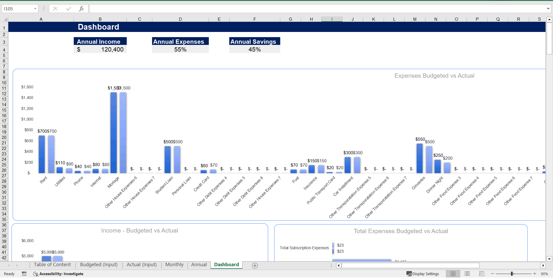 Personal Budget Tracker (Excel template (XLSX)) Preview Image