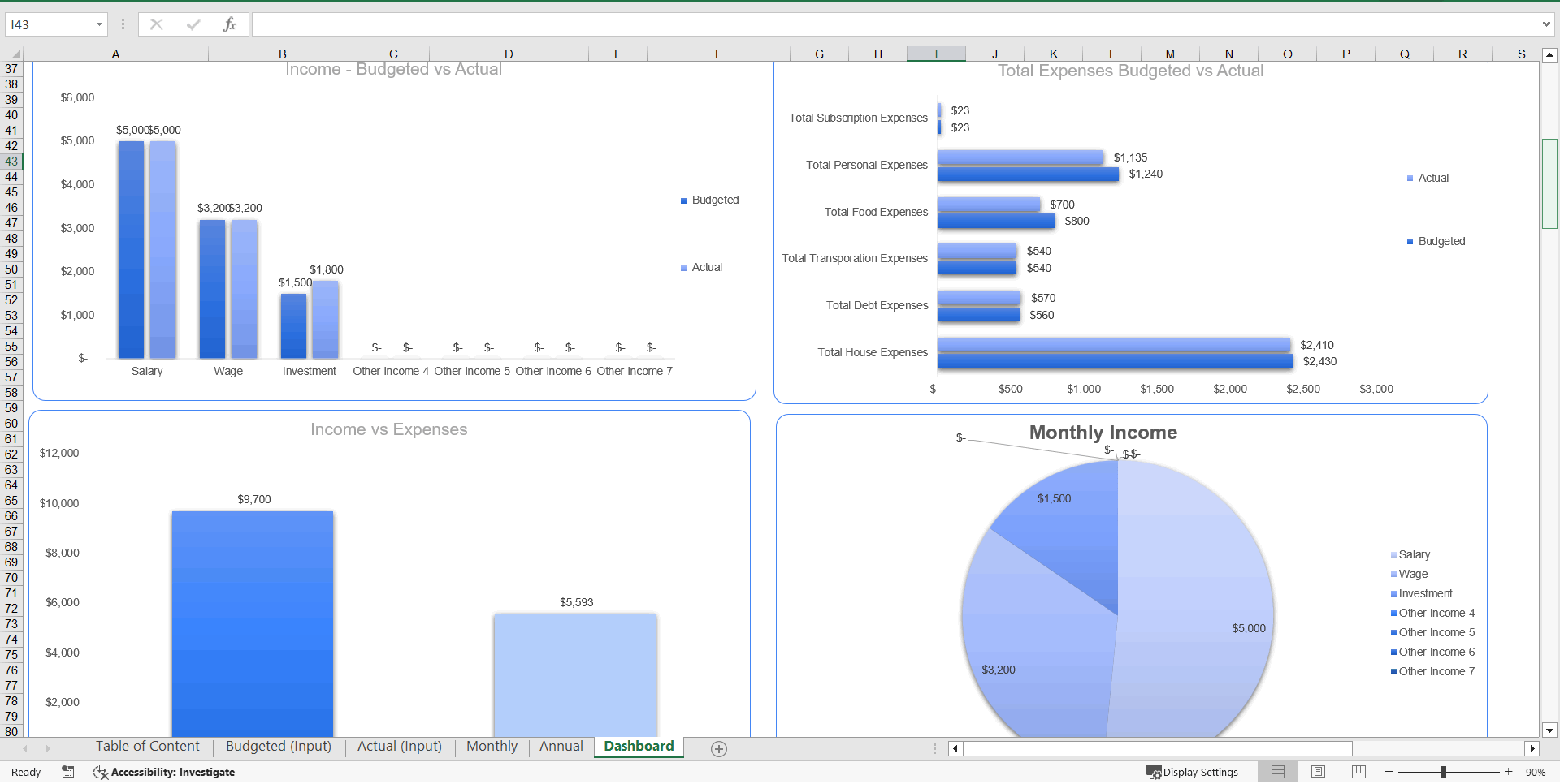 Personal Budget Tracker (Excel template (XLSX)) Preview Image