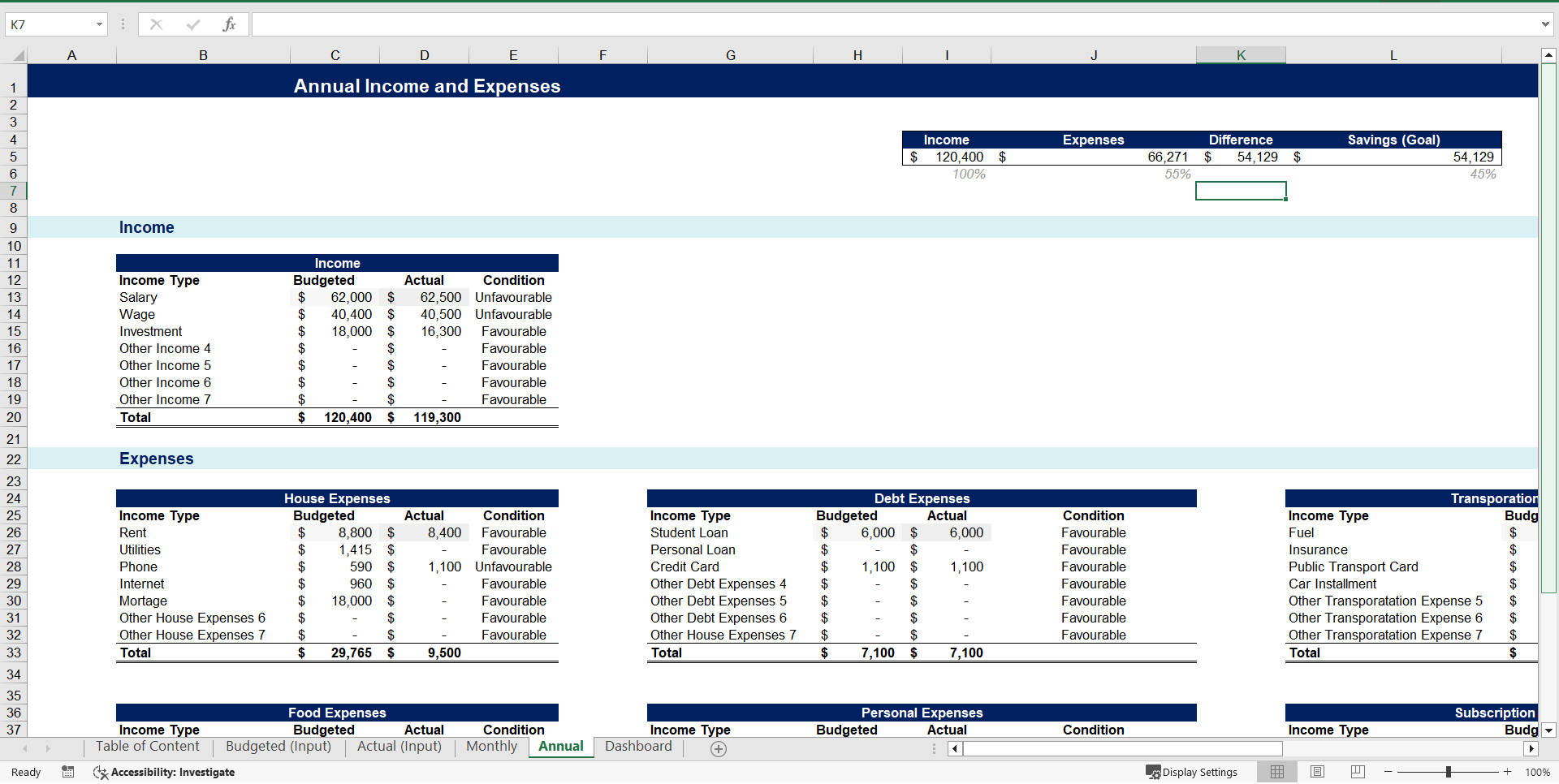 Personal Budget Tracker (Excel template (XLSX)) Preview Image