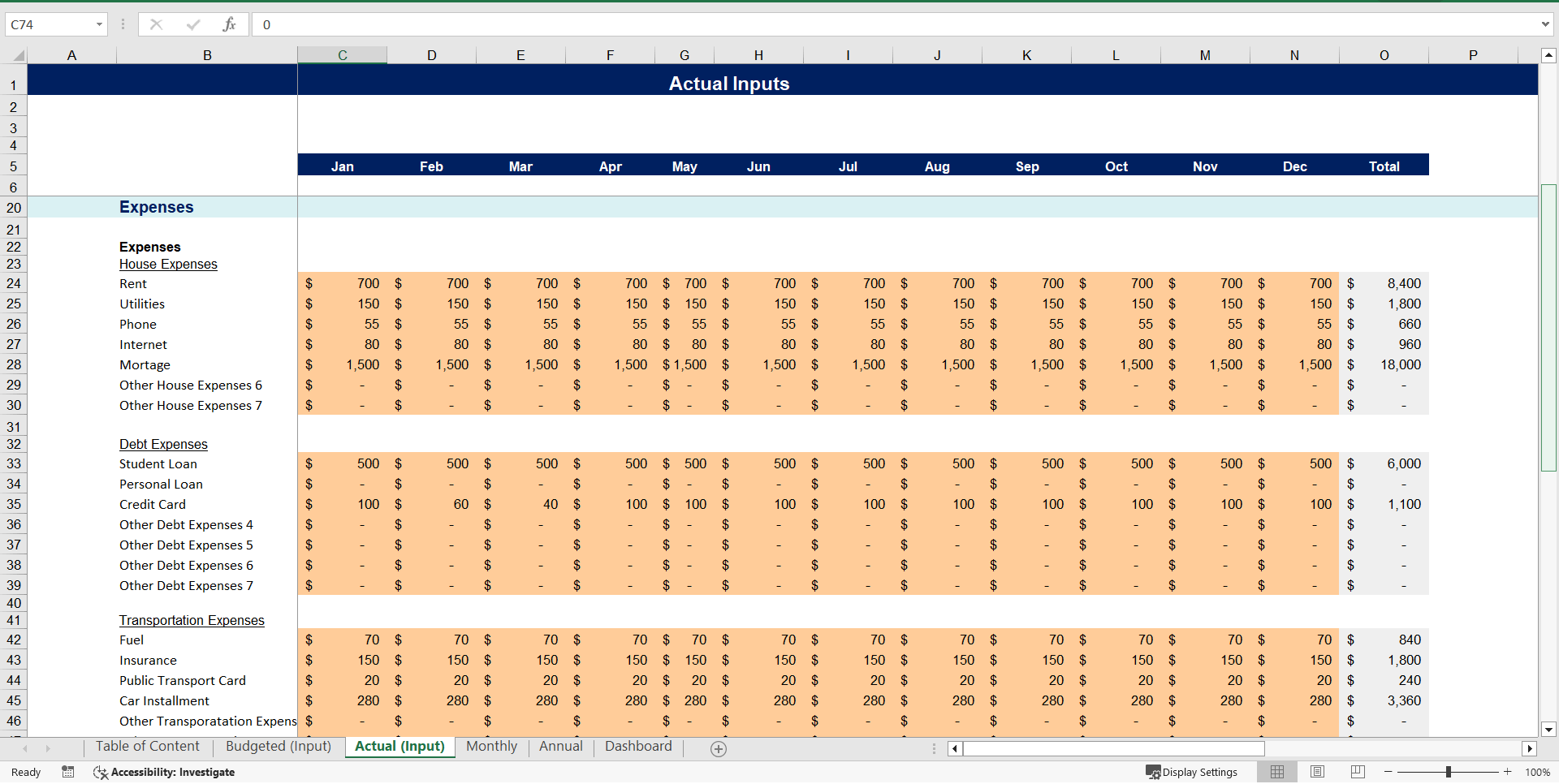 Personal Budget Tracker (Excel template (XLSX)) Preview Image