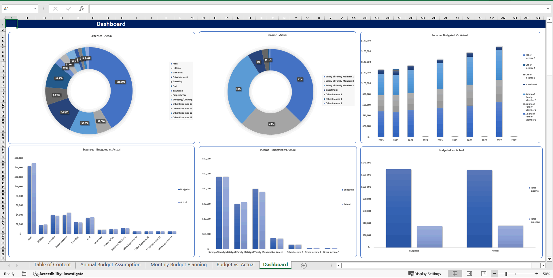 Household (or Family) Budget Planner Tool (Excel template (XLSX)) Preview Image