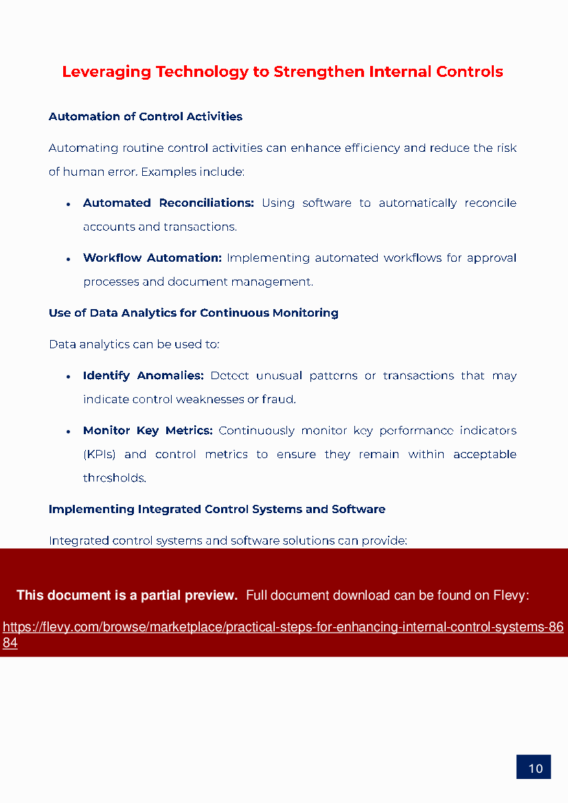 Practical Steps for Enhancing Internal Control Systems (18-page PDF document) Preview Image