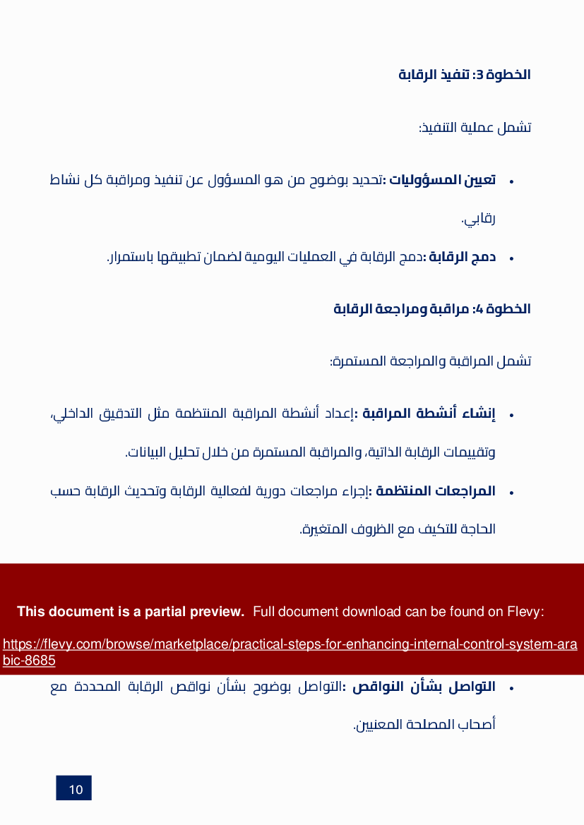 Practical Steps for Enhancing Internal Control System (Arabic) (23-page PDF document) Preview Image