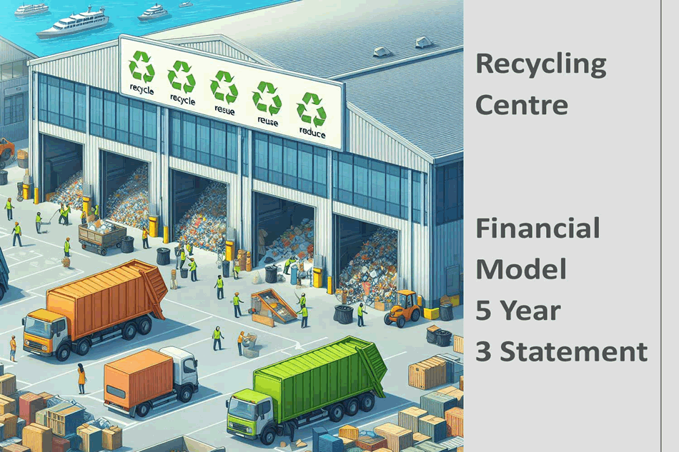 Recycling Center 5-Year 3-Statement Financial Model (Excel template (XLSX)) Preview Image