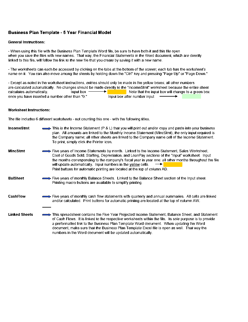 This is a partial preview of Business Plan Template (Financial Model). 