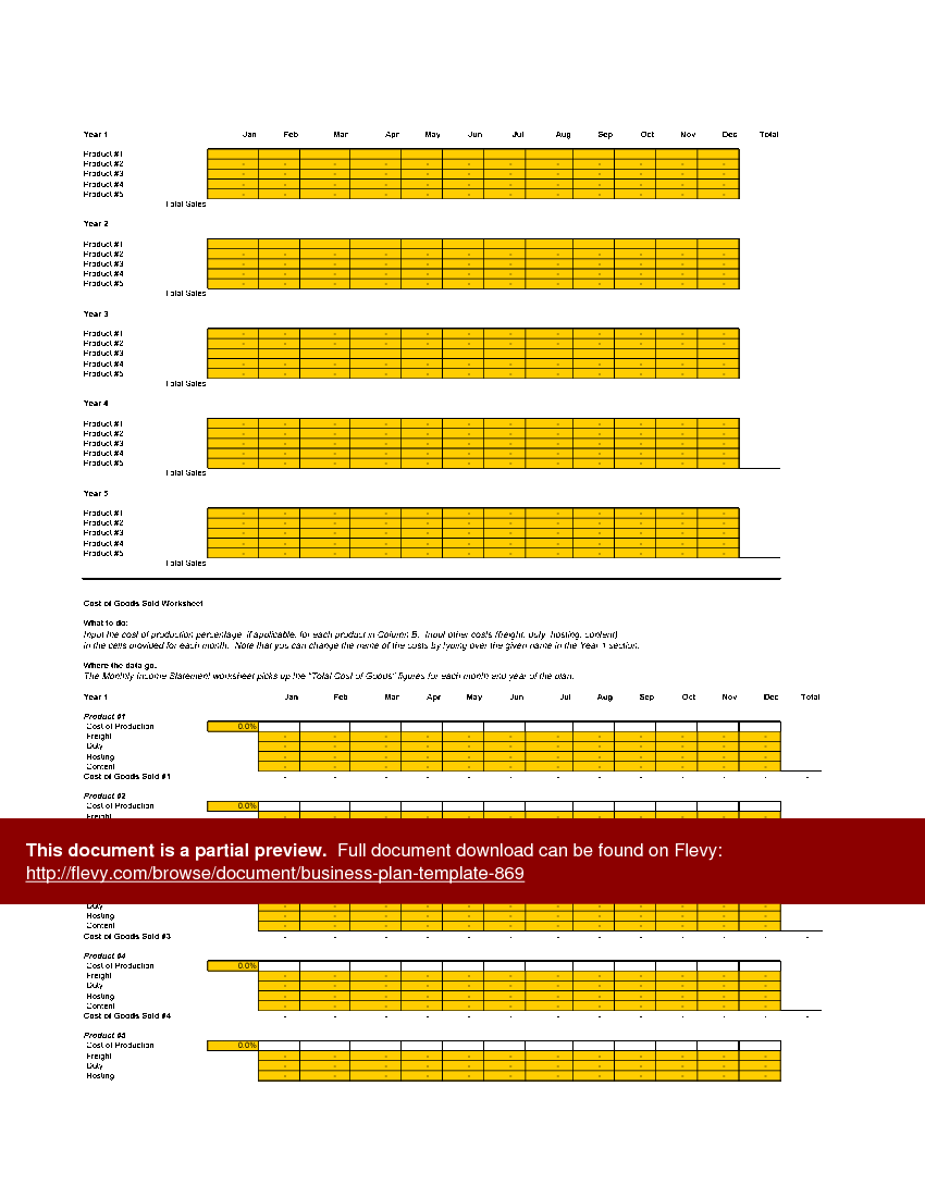 This is a partial preview of Business Plan Template (Financial Model). 