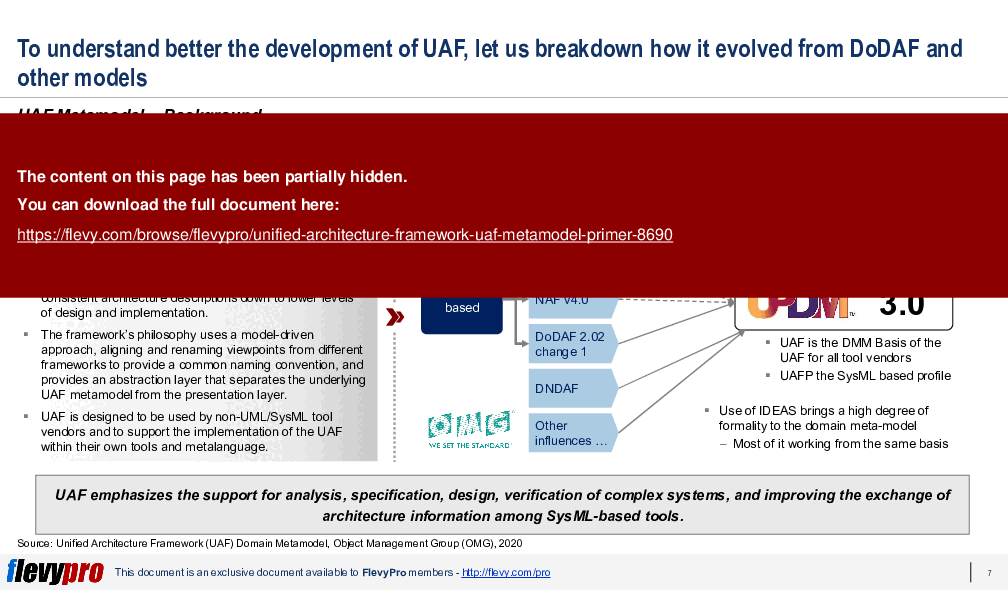 Unified Architecture Framework (UAF) Metamodel Primer (33-slide PPT PowerPoint presentation (PPTX)) Preview Image