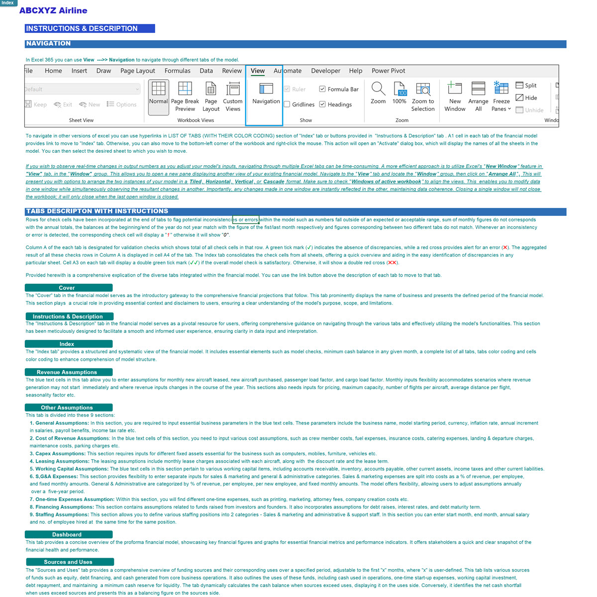 Airline Financial Model (Aircraft Lease & Capex Option) (Excel template (XLSX)) Preview Image