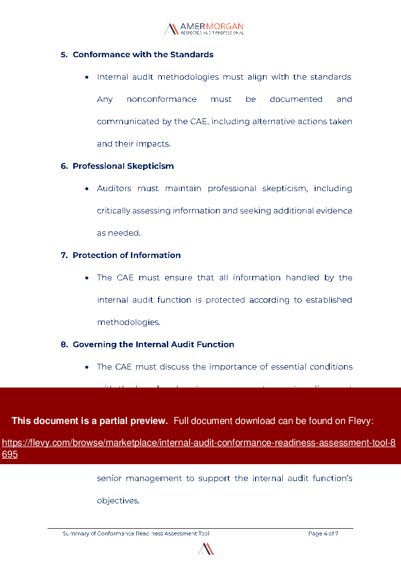 Internal Audit Conformance Readiness Assessment Tool (7-page PDF document) Preview Image