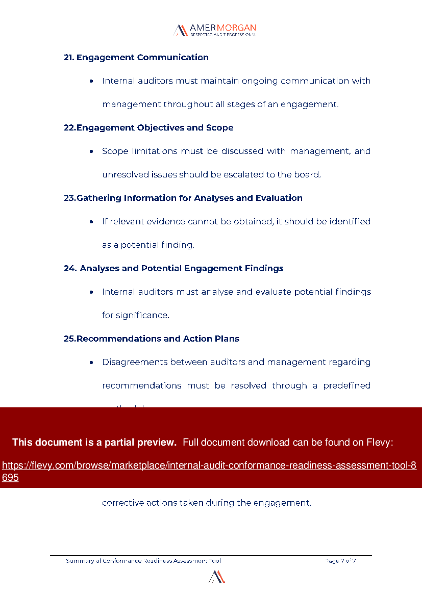 Internal Audit Conformance Readiness Assessment Tool (7-page PDF document) Preview Image