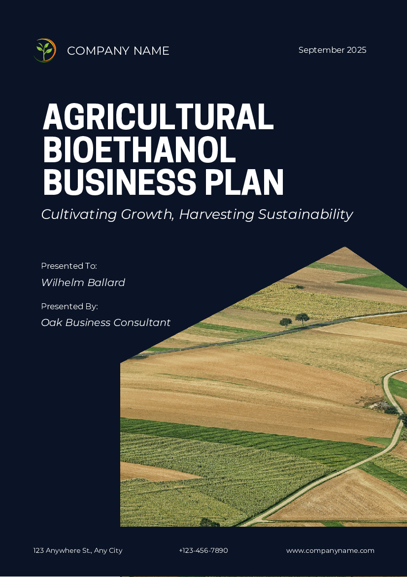 Agricultural Bioethanol Business Plan Template (44-page PDF document) Preview Image