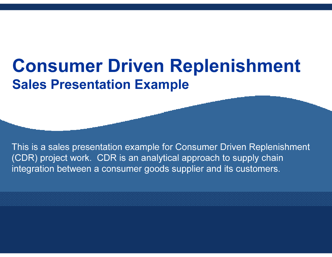 Consumer Driven Replenishment