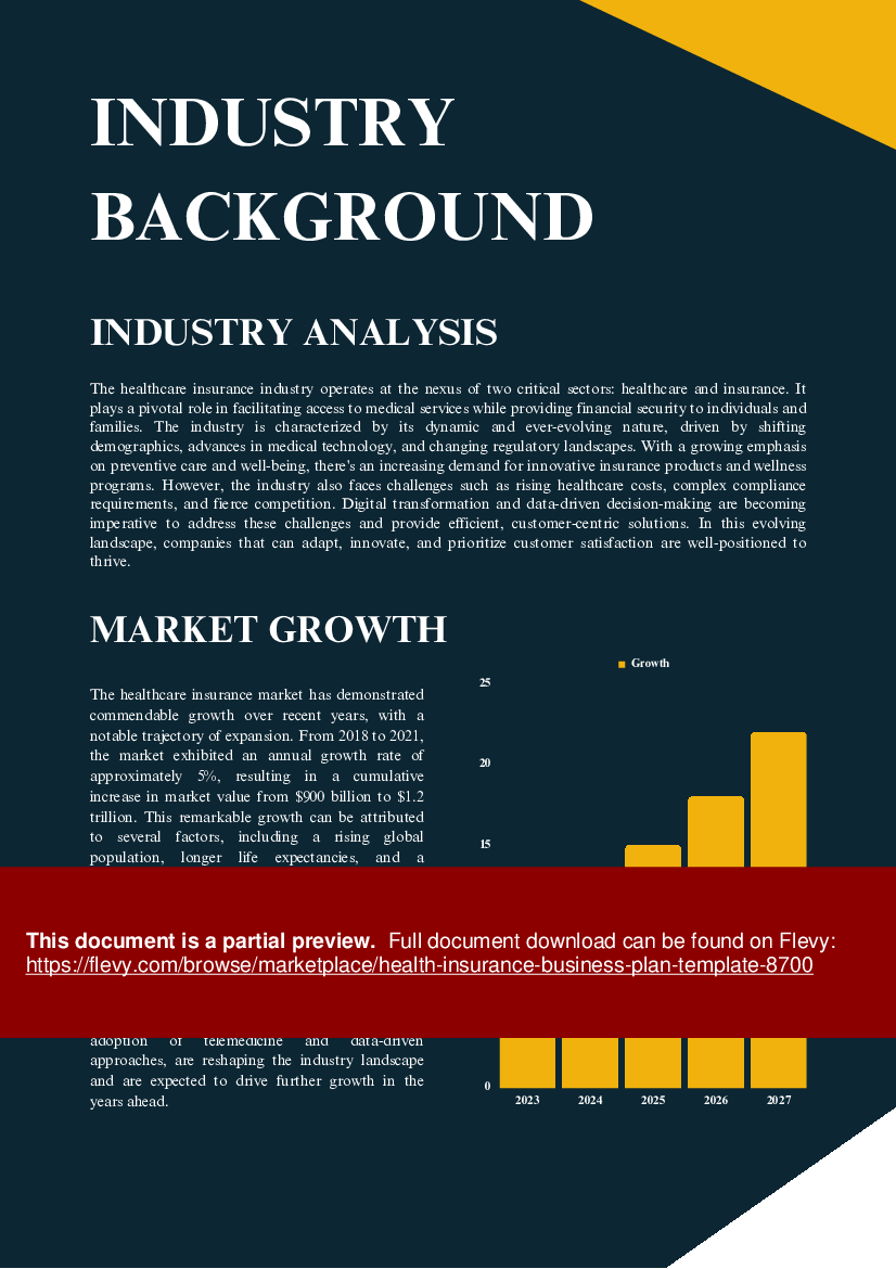 Health Insurance Business Plan Template (44-page PDF document) Preview Image