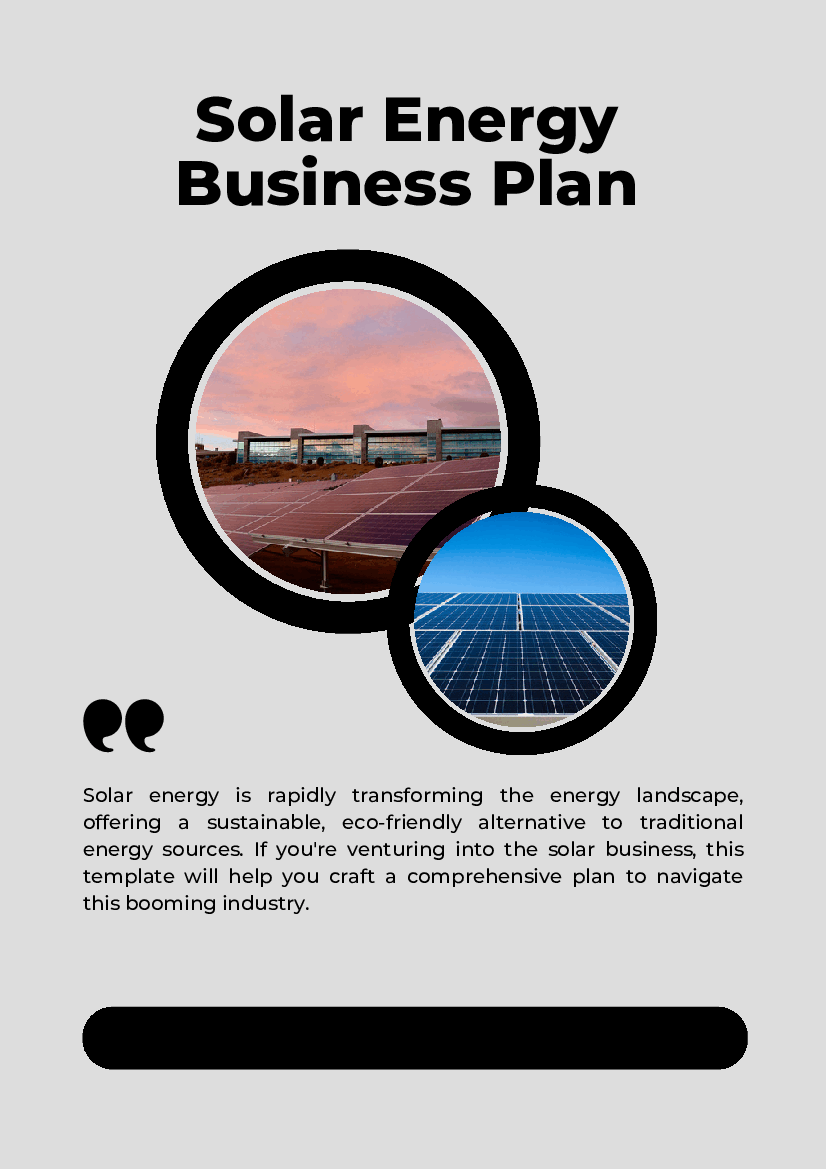 Solar Energy Business Plan Template