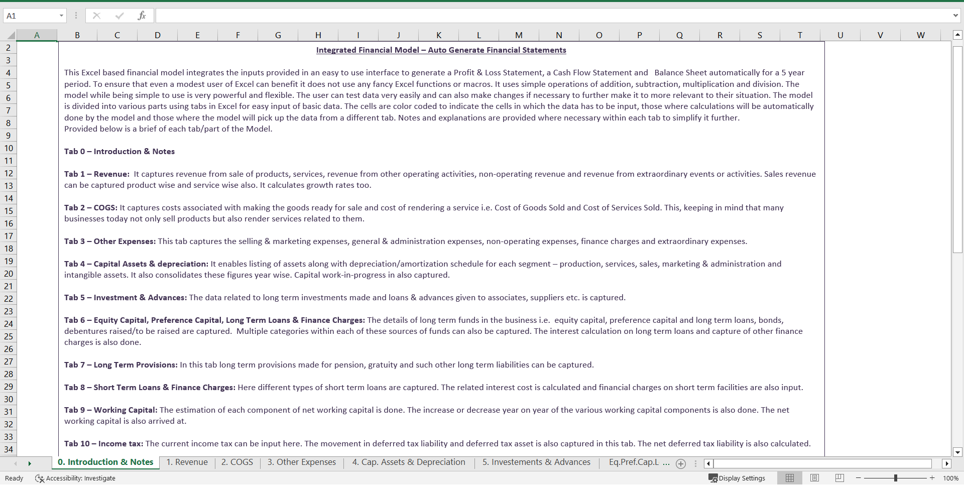 Integrated Financial Model - Auto Generate Projected Financial Statements