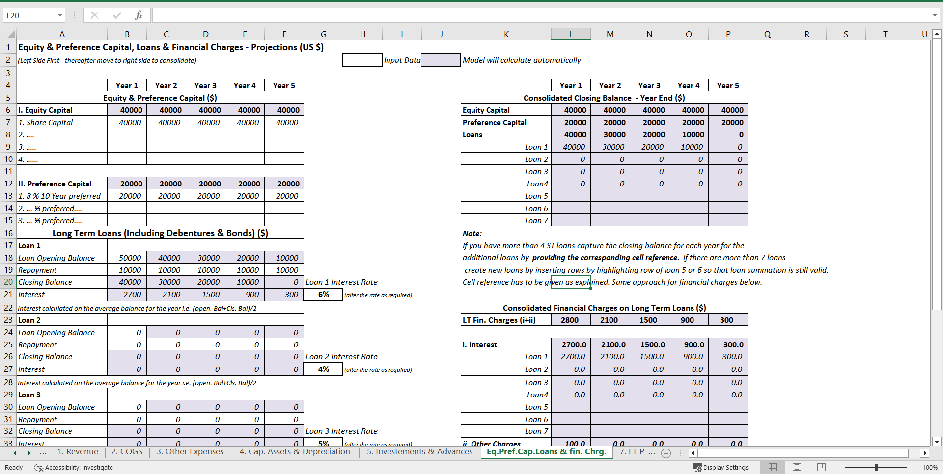 Integrated Financial Model - Auto Generate Projected Financial Statements (Excel template (XLSX)) Preview Image