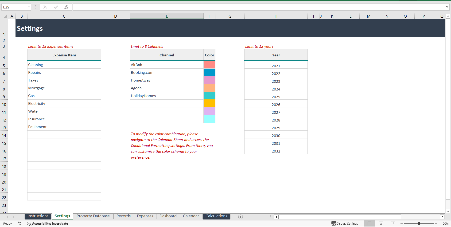 Excel-Based Revenue Tracking Tool for Airbnb Hosts (Excel template (XLSX)) Preview Image