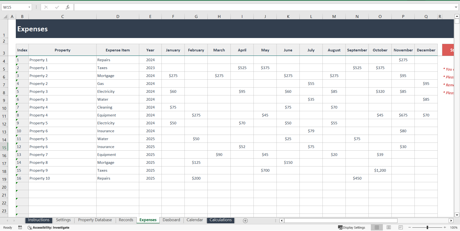 Excel-Based Revenue Tracking Tool for Airbnb Hosts (Excel template (XLSX)) Preview Image