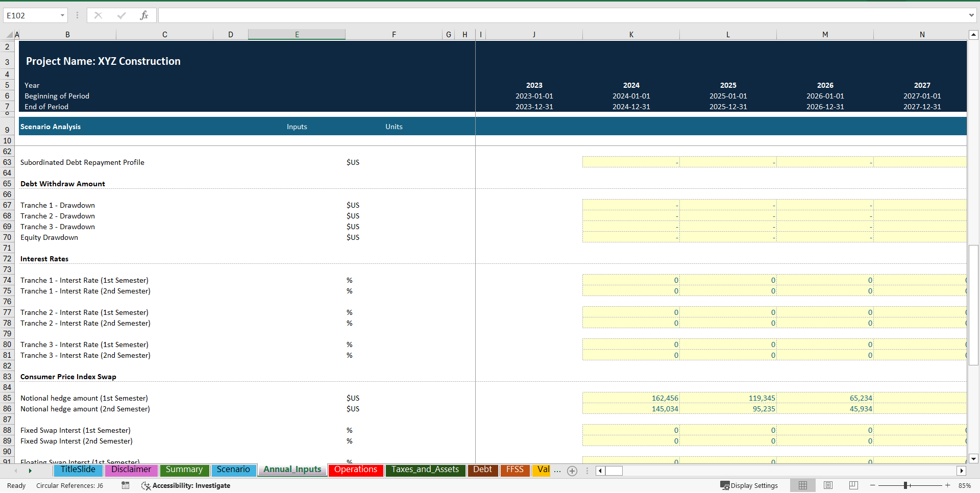 Infrastructure Construction Company Financial Model (Excel template (XLSX)) Preview Image